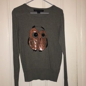 NWT French Connection long sleeve gray owl sweater